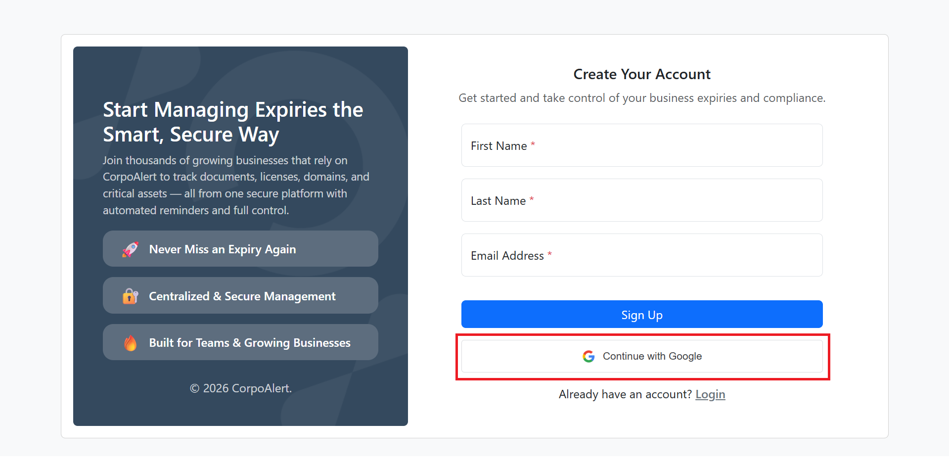 Partner Portal Login Page
